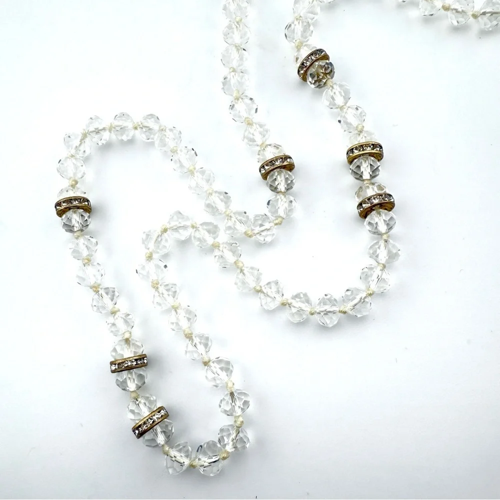J. Crew Clear and Gold Beaded Necklace